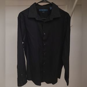 Perry Ellis Men's Slim Fit Black Large Button-Up